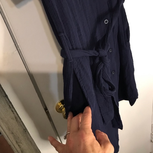 Navy Button-Up Mini Dress - Picture 5 of 5